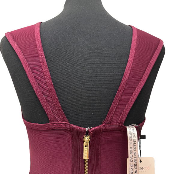 House of CB London "Anelle" Wine Red Bandage Dress - Size Large - New with Tags - Picture 6 of 16